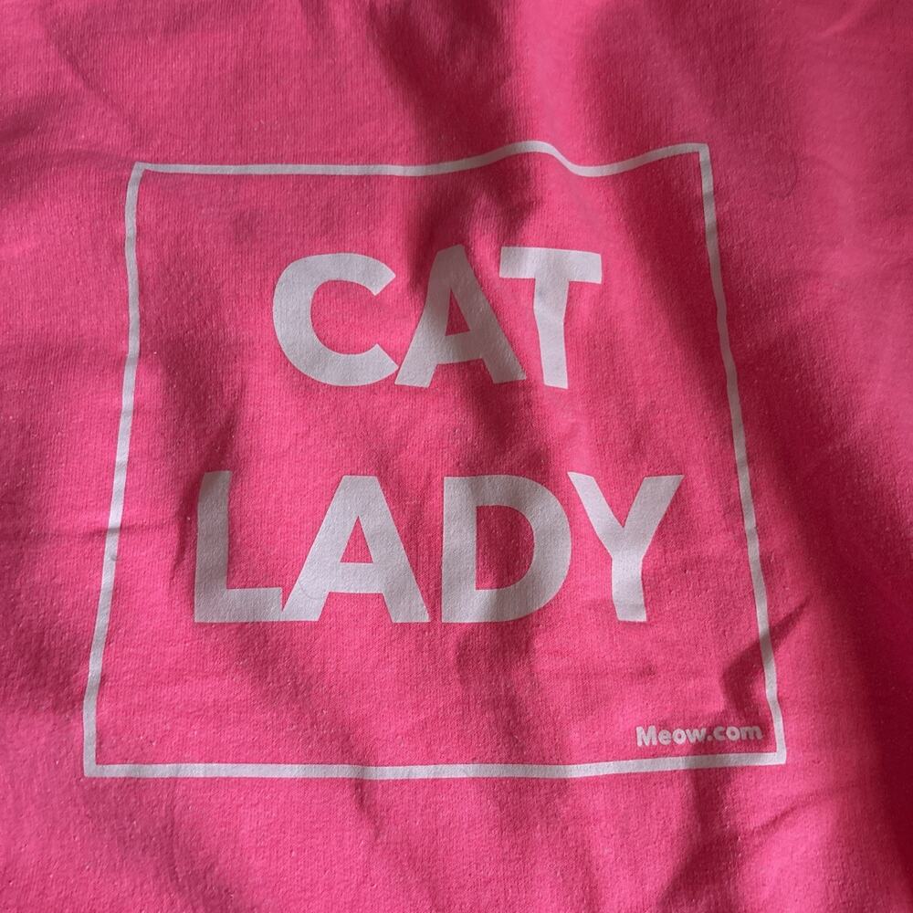 Women’s Hot Pink Cat Lady Sweatshirt Size XL View 2